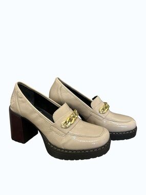 Rieker Antistress Beige Patent Leather Chain Loafer Pumps Size 41